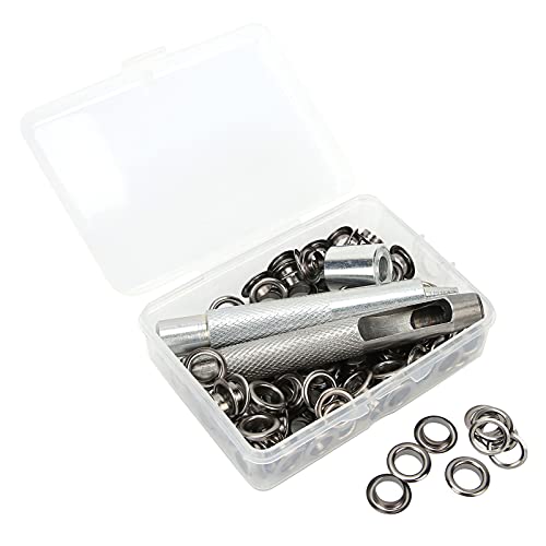 ANKROYU 100 Sets 0,3 Zoll Ösen-Zangen-Set, Stoff-Ösen-Ösen-Set mit Locher-Werkzeug, Metallösen-Ösen-Set für Kleidung, Leinwand, Basteln (Gray) von ANKROYU