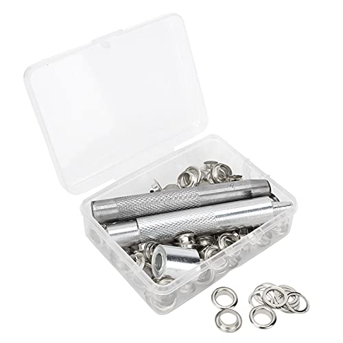 ANKROYU 100 Sets 0,3 Zoll Ösen-Zangen-Set, Stoff-Ösen-Ösen-Set mit Locher-Werkzeug, Metallösen-Ösen-Set für Kleidung, Leinwand, Basteln (Silver) von ANKROYU