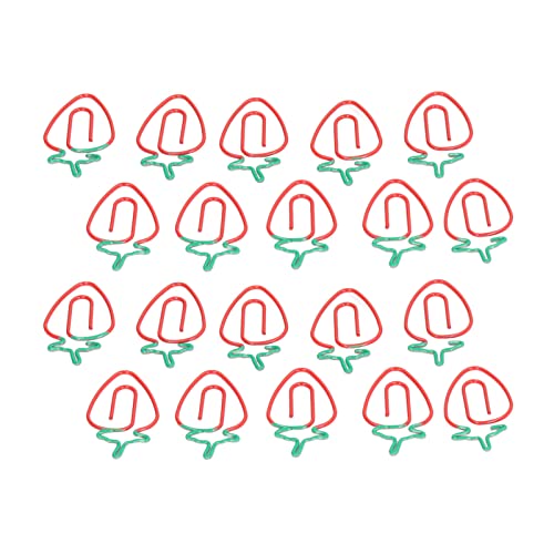 ANKROYU 100 Stück Metall-Büroklammern, große Büroklammern, niedliche Metall-Büroklammern, Erdbeer-Büroklammern, Dokumenten-Büroklammern für das Heimbüro von ANKROYU