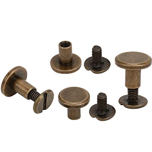 ANKROYU 50 Set Flachkopfnieten aus reinem Kupfer, Nieten für Lederkappen, Schraubensatz für Lederriemen, Kupfer-Messingschrauben, Flachkopfnieten für Notizbuchbindung 8 mm (Bronze) von ANKROYU