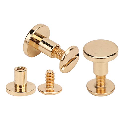 ANKROYU 50 Set Flachkopfnieten aus reinem Kupfer, Nieten für Lederkappen, Schraubensatz für Lederriemen, Kupfer-Messingschrauben, Flachkopfnieten für Notizbuchbindung 8 mm (Gold) von ANKROYU