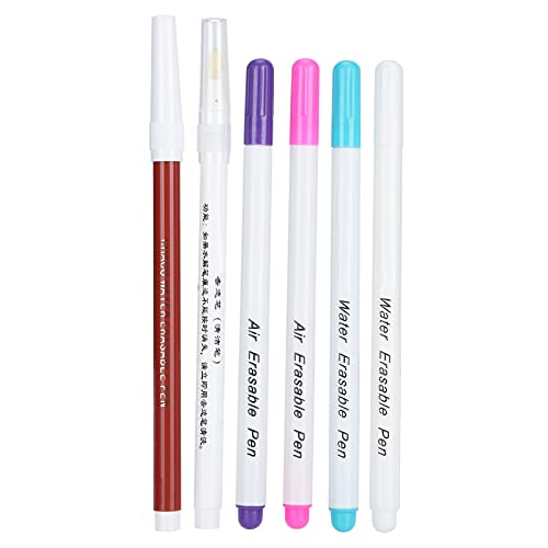 ANKROYU 6 Stück wasserlöschbare Stoffmarkierungsstifte, wasserlöslicher Stift in 5 Farben, Bastelstoffstifte, automatisch verschwindender Stift, automatisch verschwindende Tinte, von ANKROYU