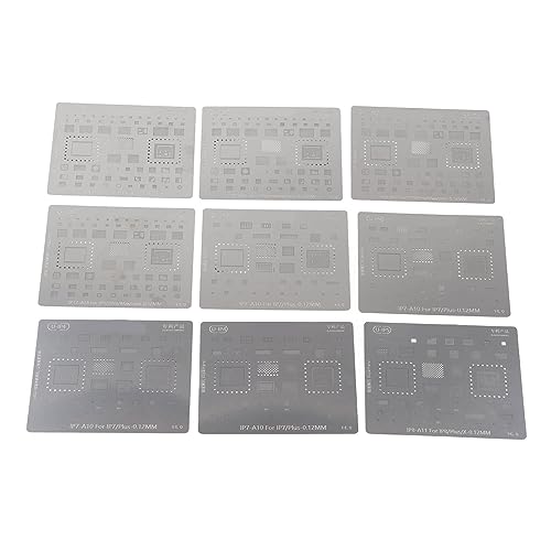 ANKROYU 9-teiliges Reballing-Schablonen, Template Mesh Direct Heat Set Kit, Schablonen Reball Rework-Netz aus Edelstahl, magnetisches Reballing-Netz von ANKROYU