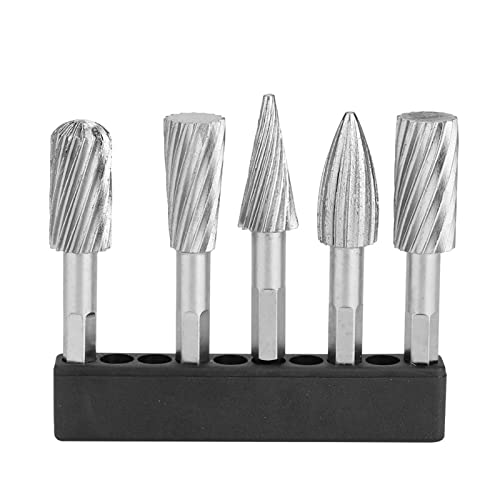 ANKROYU 5 Stück Hartmetall Frässtifte Set, 1/4 Zoll Sechskantschaft Rotationsfräser Set, Entgrater Zubehör für DIY Gravur Werkzeuge, Holzbearbeitung, Metallpolieren und Bohren von ANKROYU