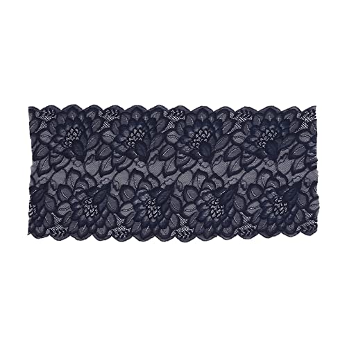 ANKROYU Vintage-Spitzenband, 23 cm, weiches, selbstklebendes Nylon-Dekorband, Spitzenbordürenband, Vintage-Dekorspitze zum Nähen von Schuhen, Hüten (Dark Blue) von ANKROYU