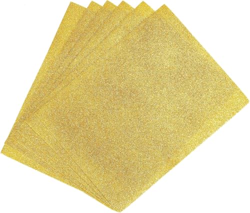 ANMOO EVA-Schaumstoffbögen, Glitzer-Schaumstoff-Pads, 27,7 x 21,6 cm, 2 mm dick, Bastelpapier, 12 Stück, Gold von ANMOO