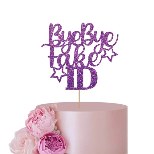 Puprle Cake Topper für 18. 21. Geburtstag Kuchendekoration, Bye Bye Fake ID Cake Topper, 21 Years old Cake Topper, Glitter Birthday Party Dekoration Supplies von ANNATZQ