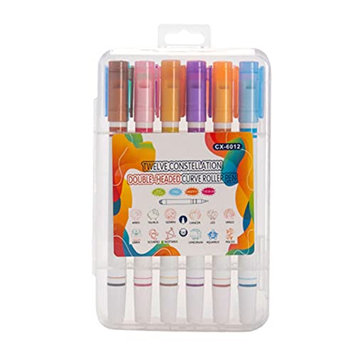 ANNJUC 12 Constellation Textmarker-Stifte-Set, 12 verschiedene Formen, Doppelspitzen-Marker für Kinder, Schreibwaren, Schulbedarf von ANNJUC