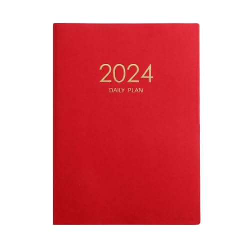 ANNJUC 2024 Red Plan Notizbuch Kalender Verdickter Tagesplan Notizbuch Wochennotizbuch Büro Schulbedarf Einfach zu bedienen von ANNJUC