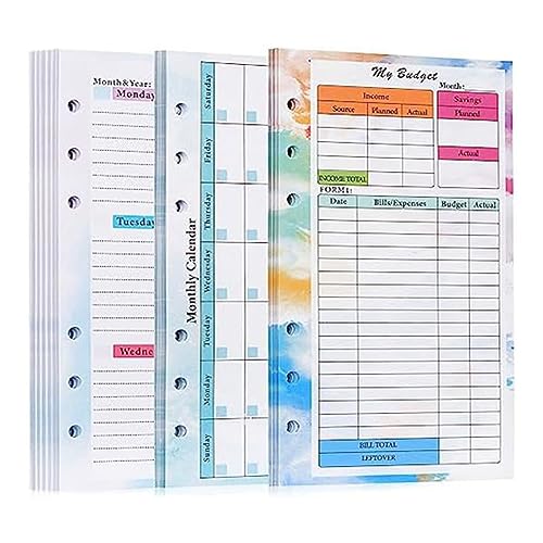 ANNJUC 82 Blatt Monatsplaner Wochenplaner Notizblock Planer Notizblock 6 Löcher für A6 Binder Cover Save A von ANNJUC