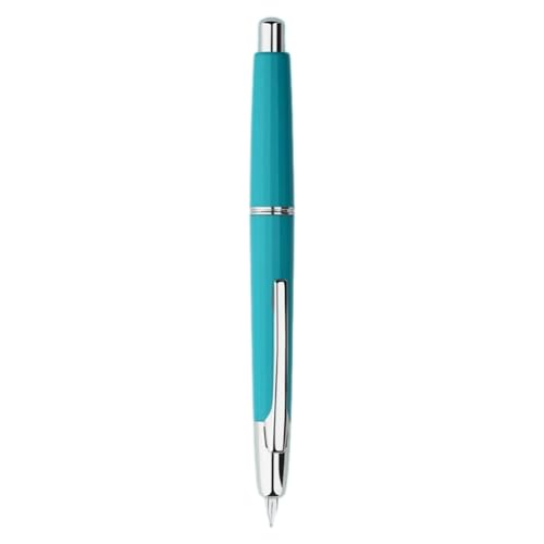 ANNJUC Press Füllfederhalter aus Kunstharz, extra feine , 0,4 mm, Tintenstift-Konverter zum Schreiben von Geschenken, Blau (silberfarbener Clip) von ANNJUC