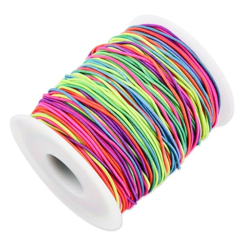 ANNTIM Gummiband für Armbänder Regenbogen, 100 m x 1mm Elastisches Band für Armbänder, Elastischer Faden für Armbänder Perlenschnur Elastisch, Elastische Schnur für Armbänder von ANNTIM