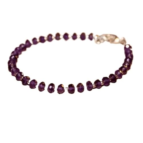 ANQKYO Amethyst Armband 2 Stück Amethyst Armband, Amethyst Schmuck, Perlen Armband, Lila Edelstein Armband von ANQKYO