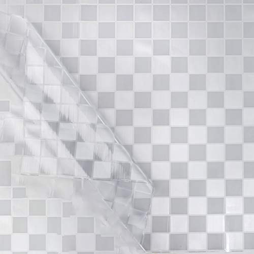 Abwaschbar Tischdecke Tischschutz Halbtransparent Durchsichtig 0,2mm Groß Karo 100x137cm von ANRO