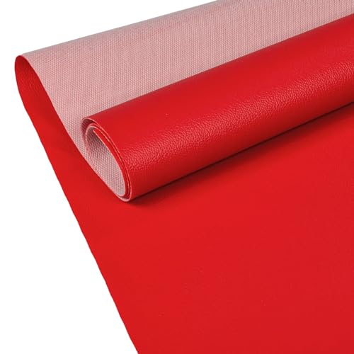 ANRO Kunstleder Lederimitat Lederstoff Polsterstoff Nappaprägung Texturiert Meterware Bezugsstoff Feuerrot 220x140cm von ANRO