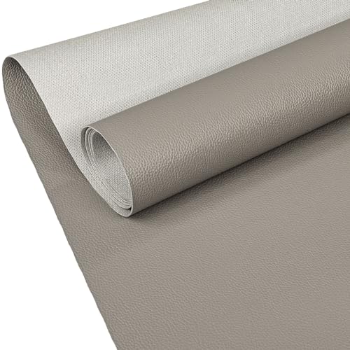 ANRO Kunstleder Lederimitat Lederstoff Polsterstoff Nappaprägung Texturiert Meterware Bezugsstoff Helltaupe 1000x140cm (10m) von ANRO