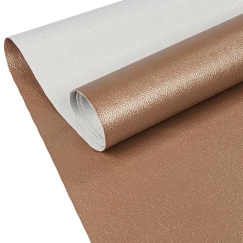 ANRO Kunstleder Lederimitat Lederstoff Polsterstoff Nappaprägung Texturiert Meterware Bezugsstoff Kupfer Metallic 100x140cm von ANRO