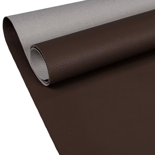 ANRO Kunstleder Lederimitat Lederstoff Polsterstoff Nappaprägung Texturiert Meterware Bezugsstoff Mokka 1000x140cm (10m) von ANRO