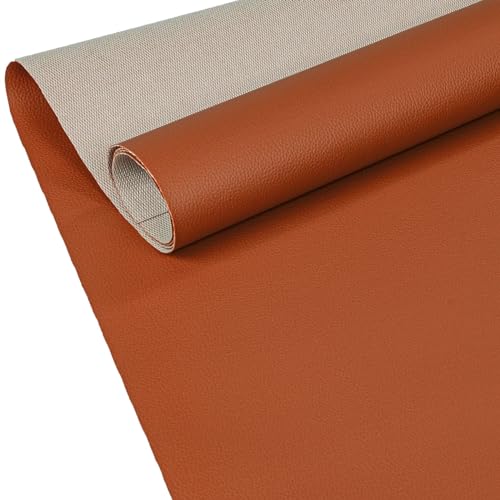 ANRO Kunstleder Lederimitat Lederstoff Polsterstoff Nappaprägung Texturiert Meterware Bezugsstoff Orange 180x140cm von ANRO