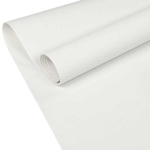 ANRO Kunstleder Lederimitat Lederstoff Polsterstoff Nappaprägung Texturiert Meterware Bezugsstoff Schneeweiß 1000x140cm (10m) von ANRO