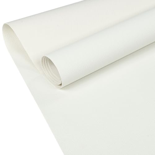 ANRO Kunstleder Lederimitat Lederstoff Polsterstoff Nappaprägung Texturiert Meterware Bezugsstoff Weiß 100x140cm von ANRO