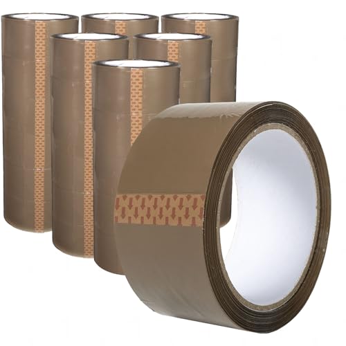 ANRO Paketklebeband Klebeband Paketband Packband Packing Tape Verpackungsband für Pakete Karton 66m x 48mm Set 36 Rollen Braun von ANRO