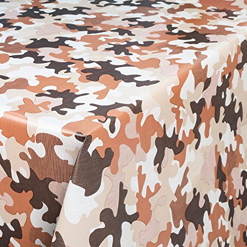 ANRO Tischdecke Wachstuch Wachstischdecke Wachstuchtischdecke abwaschbar Braun Camouflage, Tarnung, Militär, Bundeswehr 100 x 140cm von ANRO