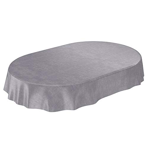 ANRO Tischdecke Wachstuchtischdecke Wachstuch Wachstischdecke Tischdecke Beton Grau Uni Urban Oval 200x140cm von ANRO