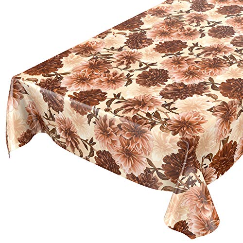 ANRO Wachstuchtischdecke Wachstuch Wachstischdecke Tischdecke Chrysantheme Beige Uni 100x140cm von ANRO