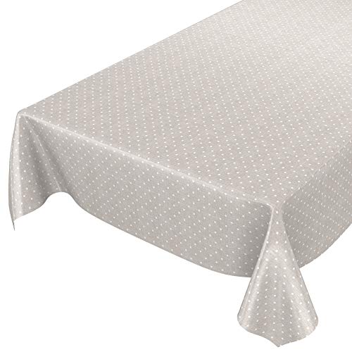 ANRO Wachstuchtischdecke Wachstuch Wachstischdecke Tischdecke Punkte Dots Gepunktet Uni Einfarbig Beige 2000x140cm (20m) von ANRO