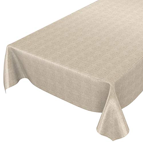 ANRO Wachstuchtischdecke Wachstuch Wachstischdecke Tischdecke Wachstuchdecke Beige Leinenoptik 100x140cm von ANRO