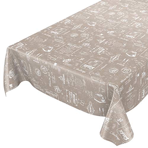 ANRO Wachstuchtischdecke Wachstuch Wachstischdecke Tischdecke abwaschbar Beige Bistro Retro Modern 100x140cm von ANRO