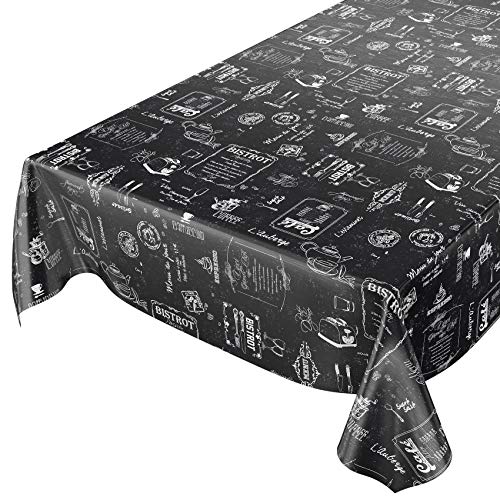 ANRO Wachstuchtischdecke Wachstuch Wachstischdecke Tischdecke abwaschbar Schwarz Bistro Retro Modern 100x140cm von ANRO