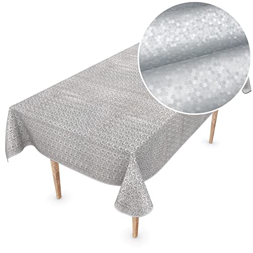 Premium Wachstuchtischdecke Tischdecke Vinyl Wachstischdecke abwaschbar 110x150cm Punkte Silber edel abwischbar von ANRO