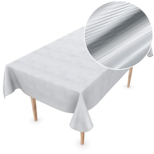 Premium Wachstuchtischdecke Tischdecke Vinyl Wachstischdecke abwaschbar 150x150cm Streifen Silber edel abwischbar von ANRO