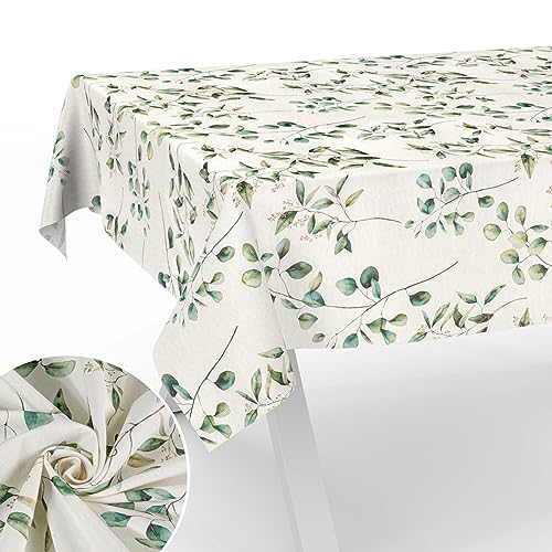 Stoff Tischdecke Tischwäsche Textil Tischtuch Baumwolle Polyester Gewebe abwaschbar pflegeleicht, in rund oval eckig Botanika 100x140cm Schnittkante von ANRO