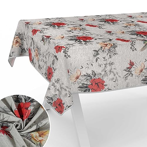 Stoff Tischdecke Tischwäsche Textil Tischtuch Baumwolle Polyester Gewebe abwaschbar pflegeleicht, in rund oval eckig Flora 160x120cm mit Saum (Eingefasst) von ANRO