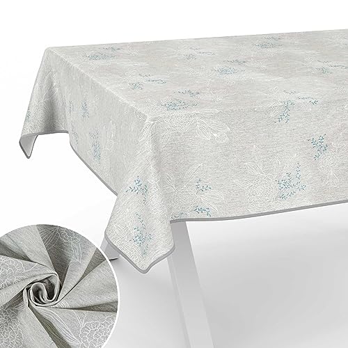 Stoff Tischdecke Tischwäsche Textil Tischtuch Baumwolle Polyester Gewebe abwaschbar pflegeleicht, in rund oval eckig Japondi Grau 160x120cm mit Saum (Eingefasst) von ANRO