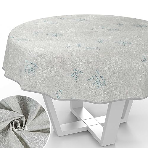 Stoff Tischdecke Tischwäsche Textil Tischtuch Baumwolle Polyester Gewebe abwaschbar pflegeleicht, in rund oval eckig Japondi Grau Rund 120cm mit Saum (Eingefasst) von ANRO