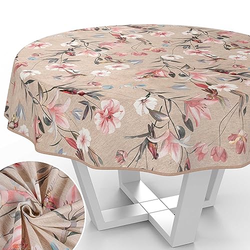 Stoff Tischdecke Tischwäsche Textil Tischtuch Baumwolle Polyester Gewebe abwaschbar pflegeleicht, in rund oval eckig Kalibri Rund 140cm mit Saum (Eingefasst) von ANRO