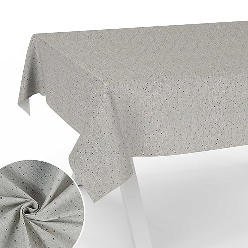 Stoff Tischdecke Tischwäsche Textil Tischtuch Baumwolle Polyester Gewebe abwaschbar pflegeleicht, in rund oval eckig Stern 200x140cm Schnittkante von ANRO