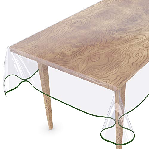 Tischdecke Transparent abwaschbar Durchsichtig Folie mit Saum in Grün 240x140cm 0,5mm von ANRO