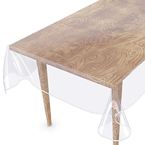 Tischdecke Transparent abwaschbar Durchsichtig Folie mit Saum in Weiß 260x140cm 0,5mm von ANRO