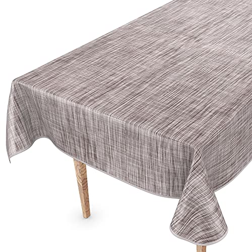 Tischdecke abwaschbar Wachstuch Wachstuchtischdecke 100 x 140cm mit Saum Leinen Textil Optik Grau Gartentischdecke Wachstuch von ANRO