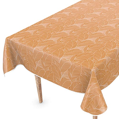 Tischdecke abwaschbar Wachstuch Wachstuchtischdecke 100 x 140cm mit Saum Mathilda Hellbraun Beige pflegeleicht von ANRO