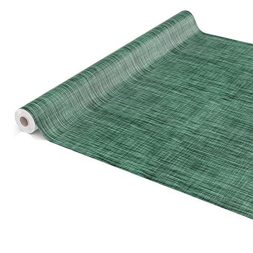 Tischdecke abwaschbar Wachstuch Wachstuchtischdecke 1000 x 140cm Schnittkante Leinen Textil Optik Dunkelgrün Gartentischdecke Wachstuch von ANRO