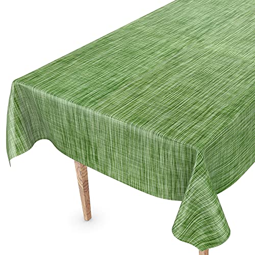 Tischdecke abwaschbar Wachstuch Wachstuchtischdecke 140 x 140cm Schnittkante Leinen Textil Optik Grün Gartentischdecke Wachstuch von ANRO