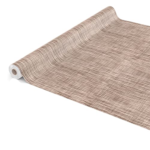 Tischdecke abwaschbar Wachstuch Wachstuchtischdecke 2000 x 140cm Schnittkante Leinen Textil Optik Beige Braun Gartentischdecke Wachstuch von ANRO