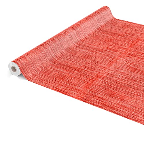 Tischdecke abwaschbar Wachstuch Wachstuchtischdecke 350 x 140cm Schnittkante Leinen Textil Optik Rot Gartentischdecke Wachstuch von ANRO