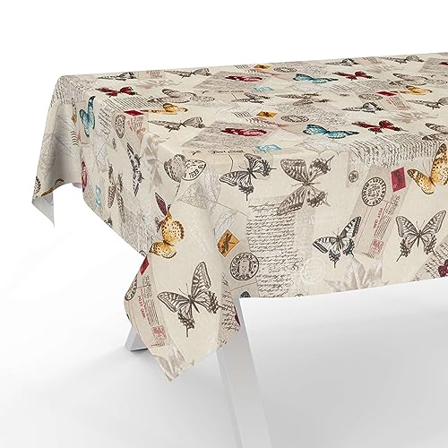 Tischdecke aus Stoff Textil abwaschbar Tischwäsche Tischtuch Baumwolle Polyester Butterflies 100x140cm In-/Outdoor Tischdecke von ANRO